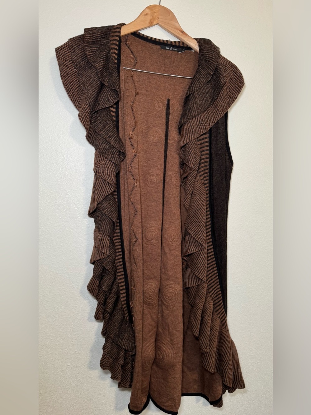 NIC+ZOE Ruffled Knit Duster Vest small - Picture 2 of 8